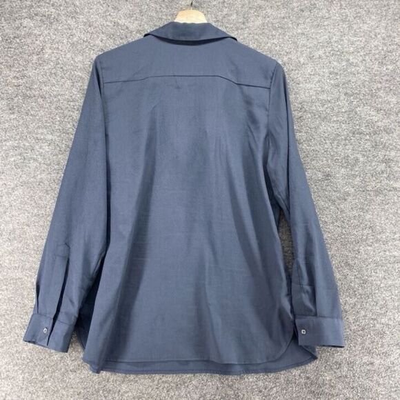 Calvin Klein Blouse Women M Medium Gray Collared Long Sleeve Pullover Casual - Picture 2 of 7